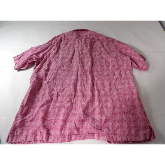 Jos. A Co Reserve Mens 2XLT Linen Button Up Short Sleeve Burgundy Big Tall Vacay - Picture 8 of 8